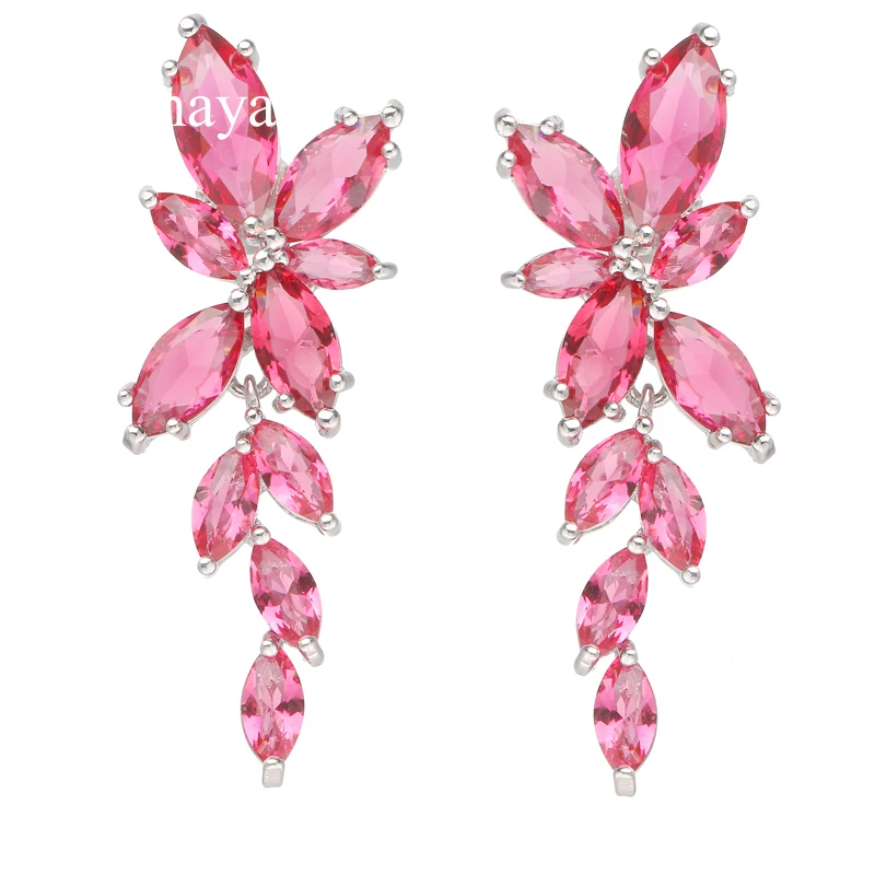 Emmaya Shiny Zirconia Earring For Women Two Color Charming Flower Shape Ornament Party Popular Dress-Up Fashion Jewelry