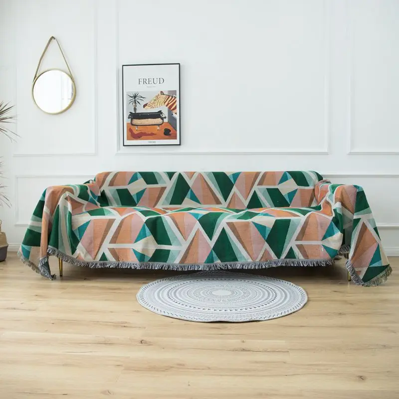 

Nordic Geometric Splicing pattern sofa Throw Blanket Carpet Tapestry Sofa Towel Knitted Blanket Bedspread Home Textile