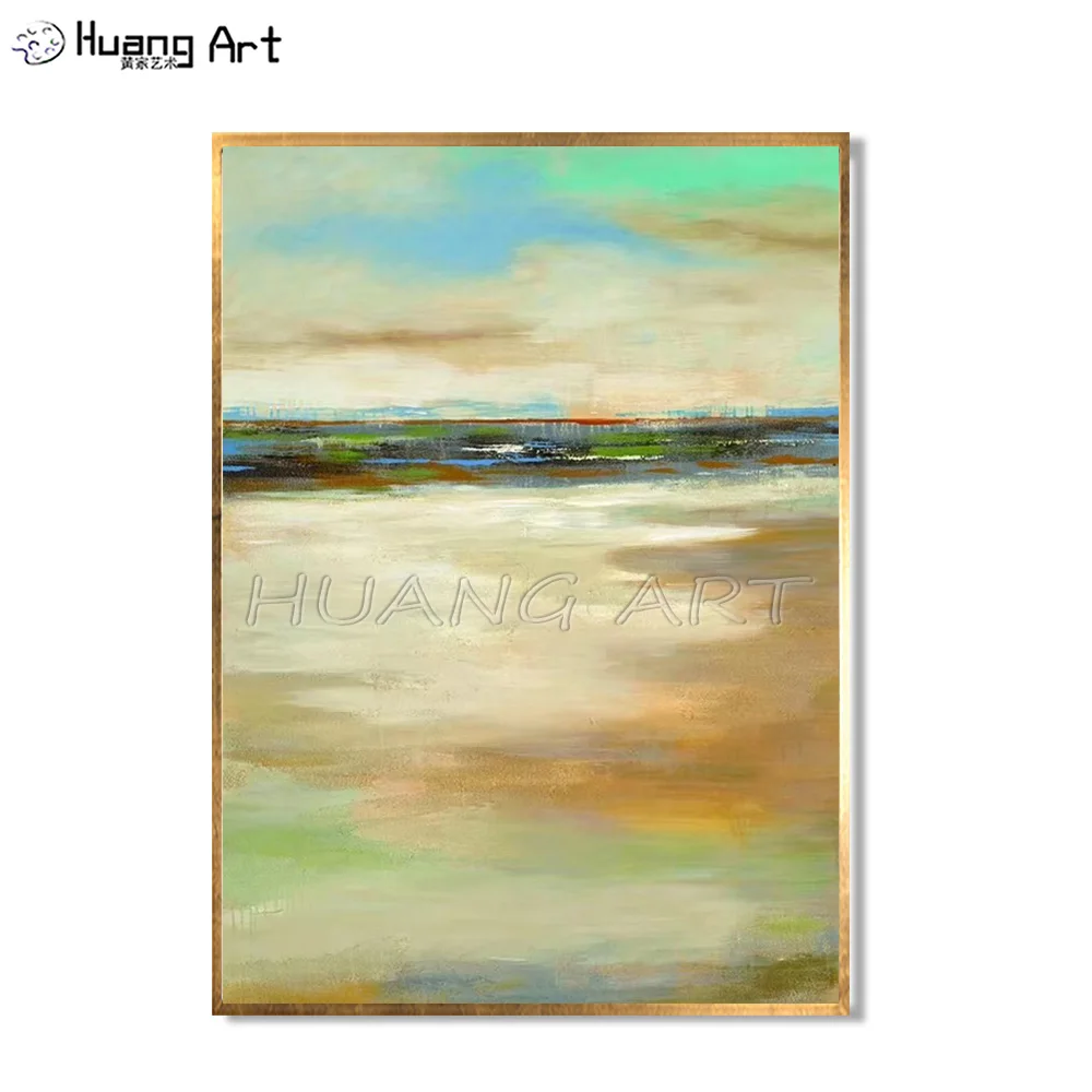 

Pure Handmade Abstract Landscape Painting on Canvas Hand-painted Modern Seascape Oil Painting for Living Room Wall Decor Picture