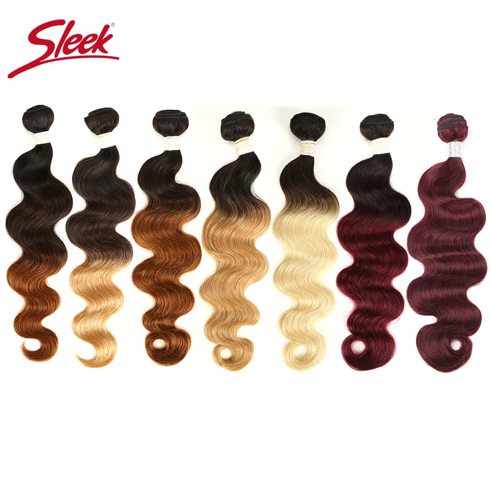 

Sleek Brazilian Body Wave Hair Red 99J 27# 30# and Blonde 613 Human Hair Bundles Deal 100% Remy Hair Extension For Black Women