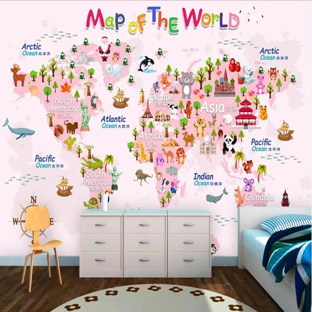 

Milofi custom 3D nordic cartoon map Large TV background wallpaper mural