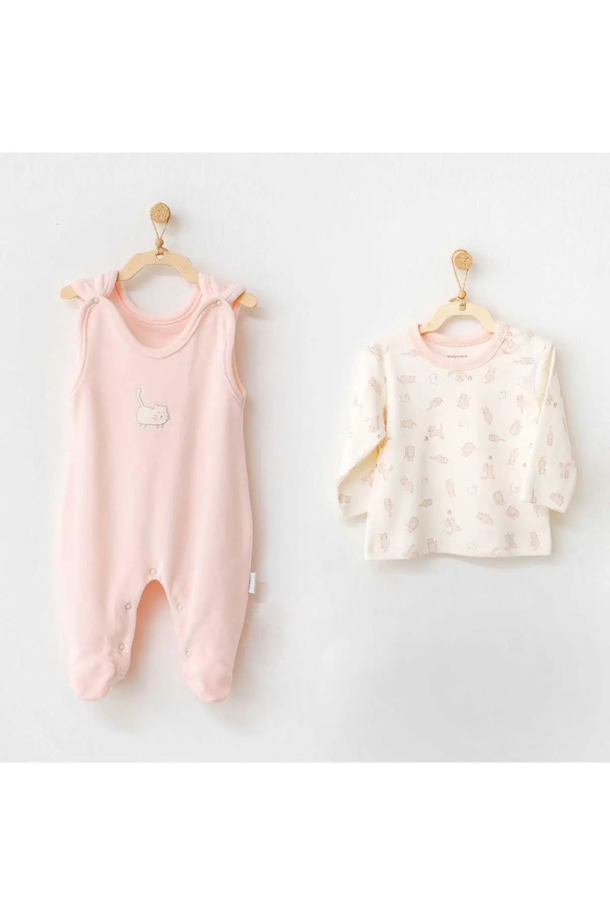 Andywawa AC21118 Meow Velvet Baby Jumpsuit Set Pink