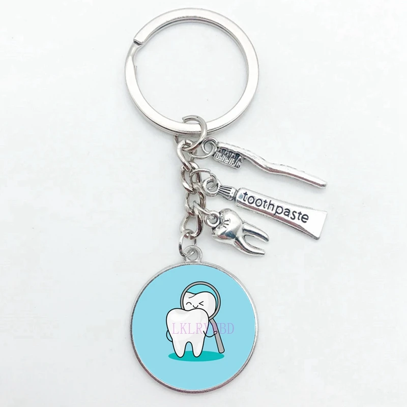 New I Love Tooth Pendant Keychain Mini Toothbrush Toothpaste Keychain Fashion Jewelry Men and Women Gifts