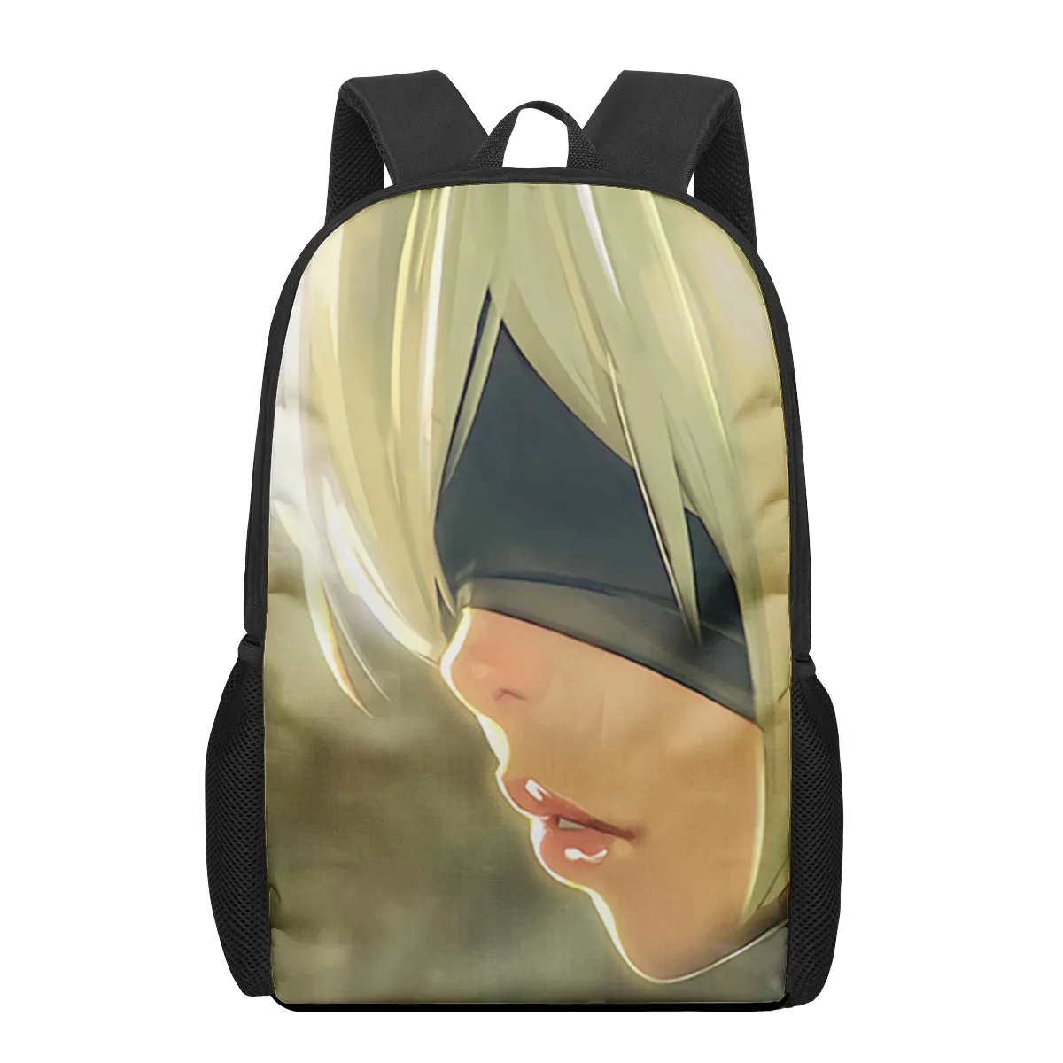 Nier Automata 2b due B Borse da scuola per bambini Borsa da libro stampata in 3D da uomo Zaino da 16 pollici per ragazzi adolescenti Asilo Bagpack Bambini Moc