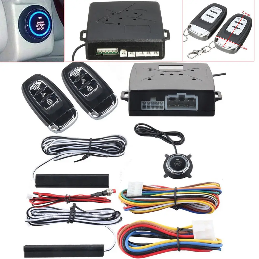 

start stop Caralarms security system with PKE keyless entry remote engine start/stop system push 12V