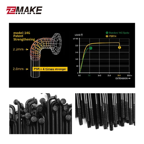 Imagen 2 del producto Aguja de tejer con radio de radios personalizada, acero inoxidable, 12G, 13G, 14G, negro, plateado, bicicleta eléctrica, tetina de cobre