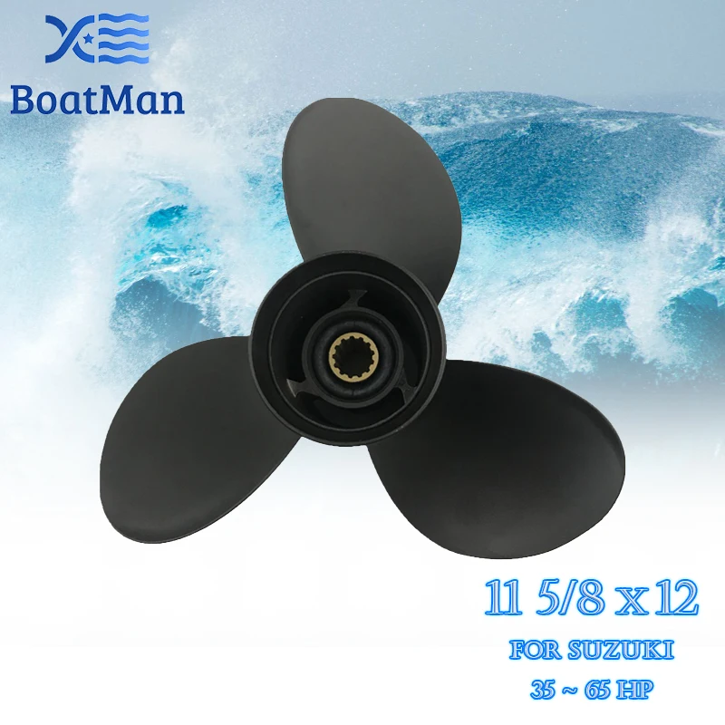 Boat Propeller 11 5/8x12 For Suzuki Outboard Motor 35HP 40HP 55HP 60HP 65HP Aluminum 13 Tooth Spline Engine Part 58100-88L31-019