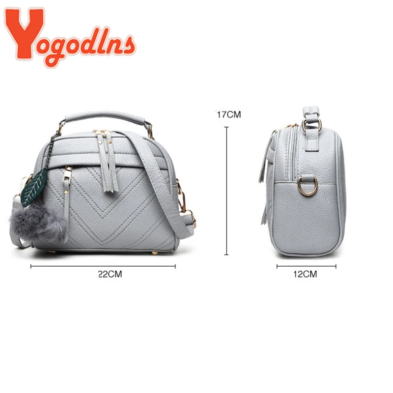 Yogodlns Luxury Embroidery thread Handbag Female PU Leather Shoulder Bag Hair Ball Crossbody Bag Trendy New Square Bag Purse sac