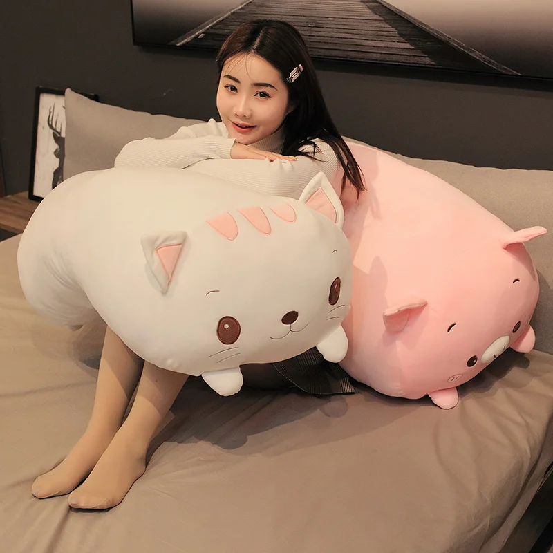 1pc 28cm/60cm/85cm kawaii big fat cat dinosaur bear pig hamster plush pillow stuffed soft animal throw pillow big size toys