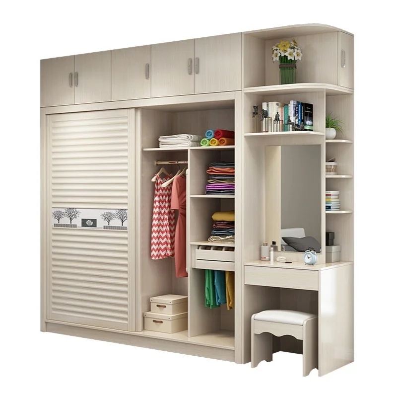 Wardrobe modern simple assembly moving door wardrobe custom sliding door cabinet for household bedroom