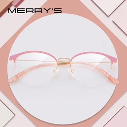 MERRYS DESIGN Women Retro Cat Eye Glasses Frame Fashion Ladies Eyeglasses Half Frame Myopia Prescription Optical Eyewear S2231