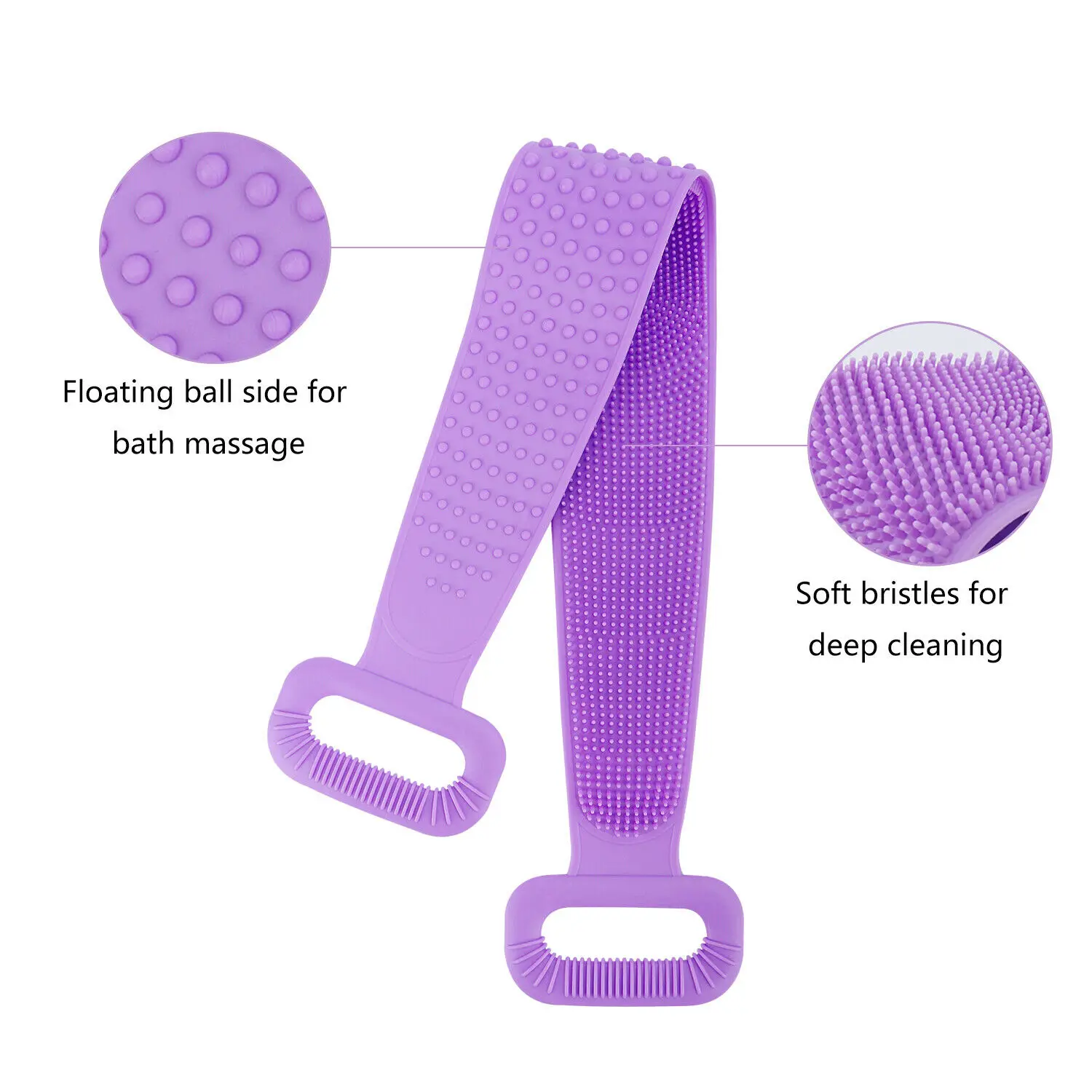 Silicone Bath Body Brush Soft Rub Back Scurbber Exfoliating Massage For Cleaning Bathroom Shower Strap Natural Loofah Brush