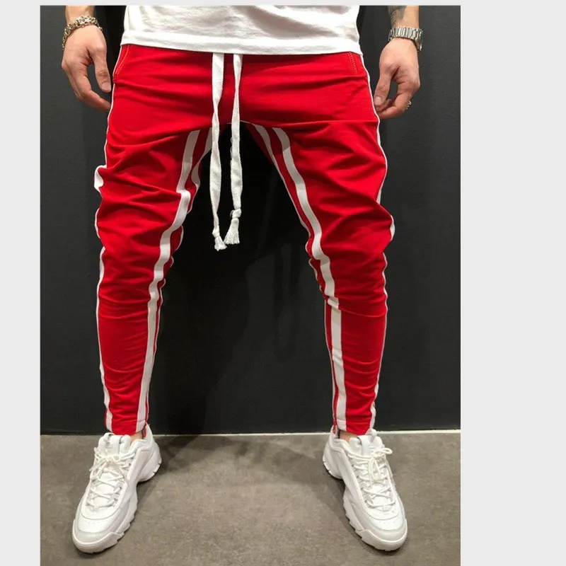 ใหม่ผู้ชาย Joggers ชายกางเกงกางเกง Sweatpants Jogger สีเทาสบายๆผ้าฝ้ายยิมส์ฟิตเนสยี่ห้อโลโก้ Sweatpants