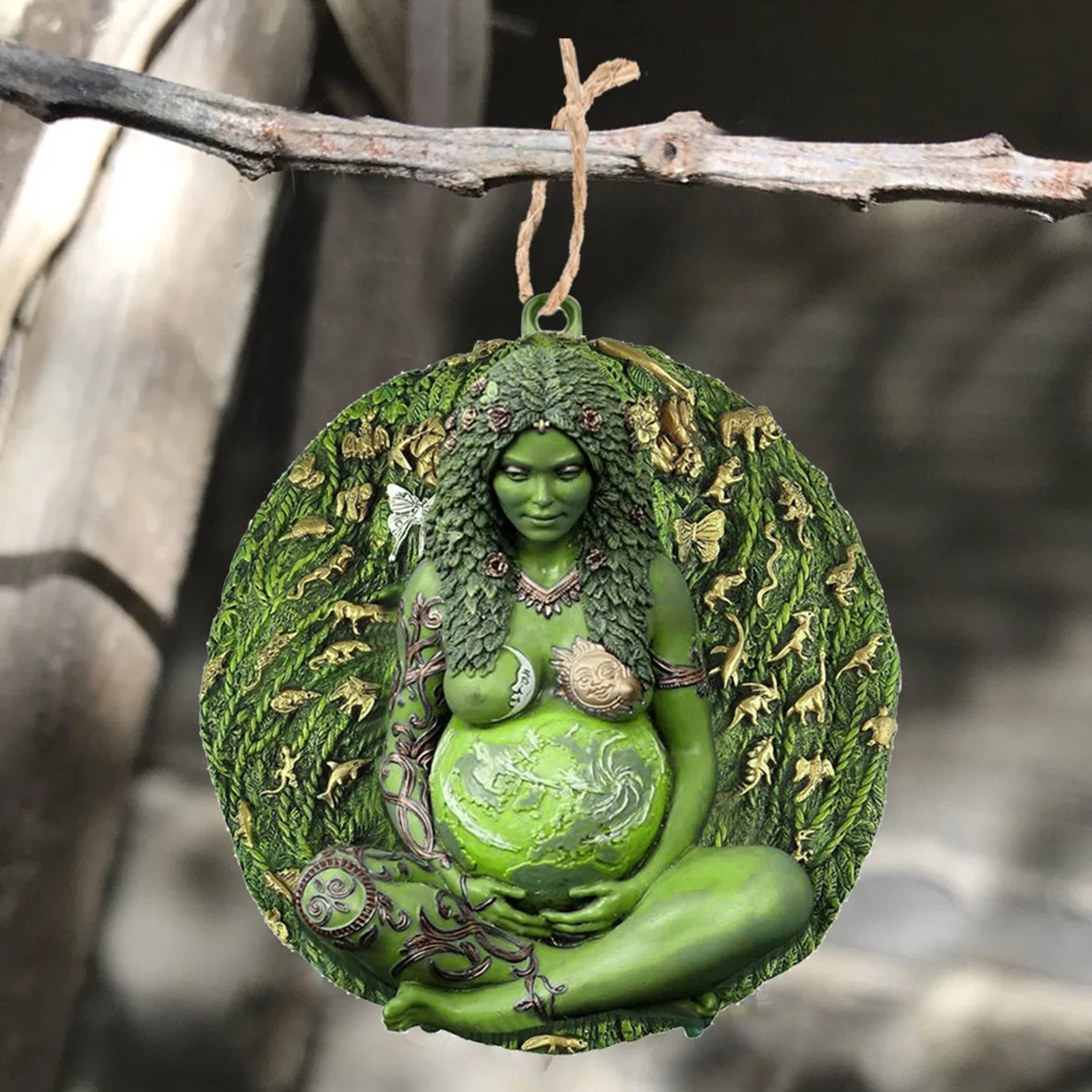 Mother Earth Statue Pendant Earth Green Millennial Gaia Mother Goddess Pendant Necklace Mother Fashion Jewelry Unisex