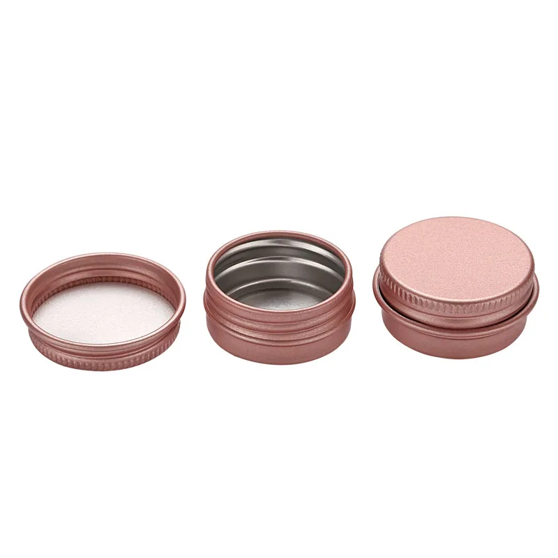 Tarro vacío de aluminio de oro rosa para decoración de uñas, botes de latas de Metal para cosméticos, 5g, 10g, 15g, 20g, 30g, 50g, 60g, 100g, 100