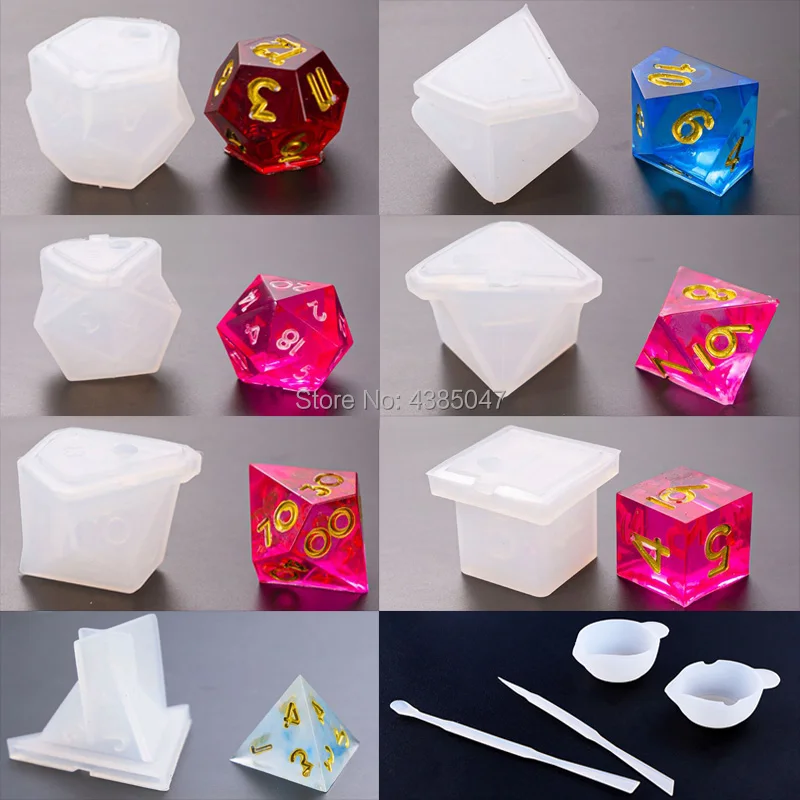 11pcs/set Dice Resin Mold Moulds Gamer-tools Dice Fillet Shape Multi-spec Silicone Mould Making