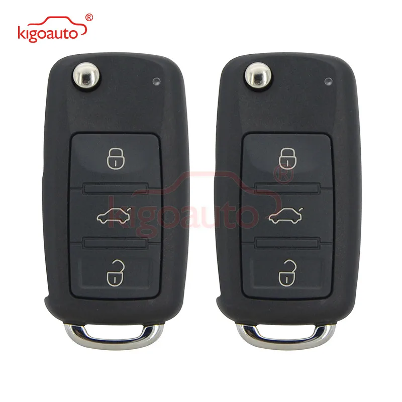 

Kigoauto 2Pcs 300 959 753AA Flip Remote Key Shell 3 Button For VW Touareg 2004 2005 2006 2007 2008 2009 2010 2011