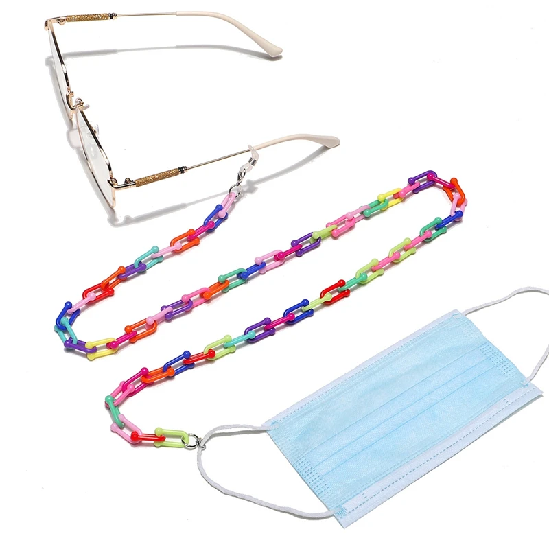 Imixlot Charm Fashion Colorful Acrylic Hanging Neck Masks Glasses Chain Women Men Retro Anti-slip Sunglasses Lanyard Accessories