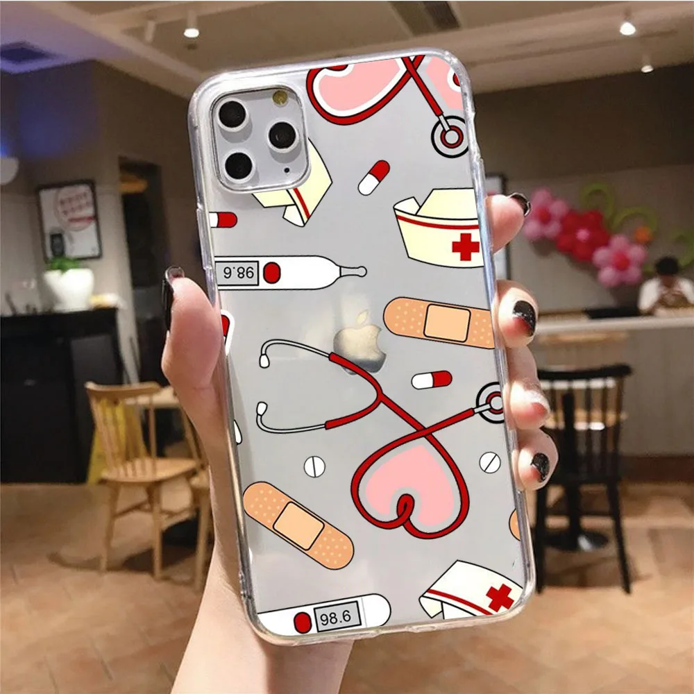 Cute Cartoon Medicine Doctor Nurse Phone Case For iphone 15 14 13 Pro Max 12mini 12 11 ProMax XS MAX XR SE2 14 Plus X