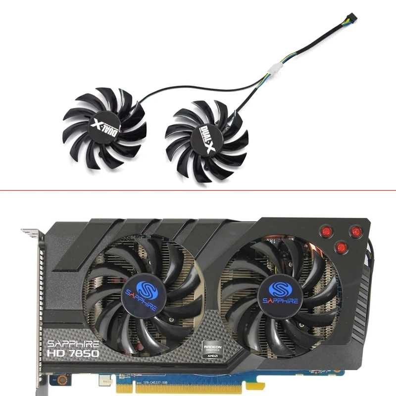 2PCS 75MM FD7010H12S 4PIN  Dual-X HD7850 Cooler Fan Replace For  Sapphire Dual-X HD7850 1G GDDR5 Sapphire HD 7850 2GB Cards Fans