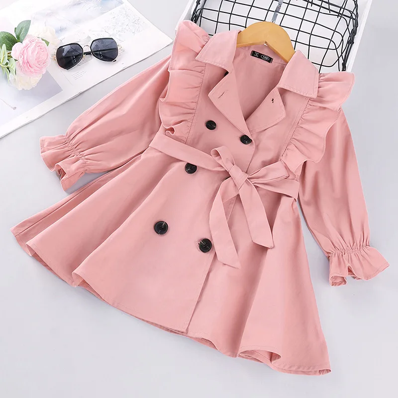 2021 Lente Meisjes Jas En Jas Lange Mouw Geul Jas Schattige Kinderen Baby Meisjes Jas Coat Voor Meisje Rode Bovenkleding kleding 2-7Y