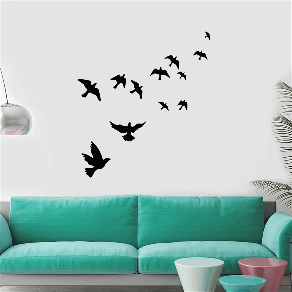 Group of birds Wall Sticker Black carved PVC Living room Sofa TV background decoration Mural Decals art stickers wallpaper