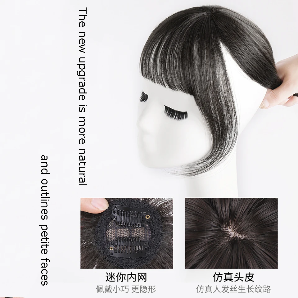 XIYUE 3D Bangs Synthetic Hair Fringe Clip Bangs Straight Fake Hair Piece High Temperature Fiber Wig Bangs Clip on Hair Extension