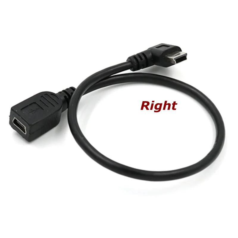 25CM 90 Degree 4 Angle Mini USB Female to Mini B 5-pin Male Cable Adapter For Car Extension OTG  Cable