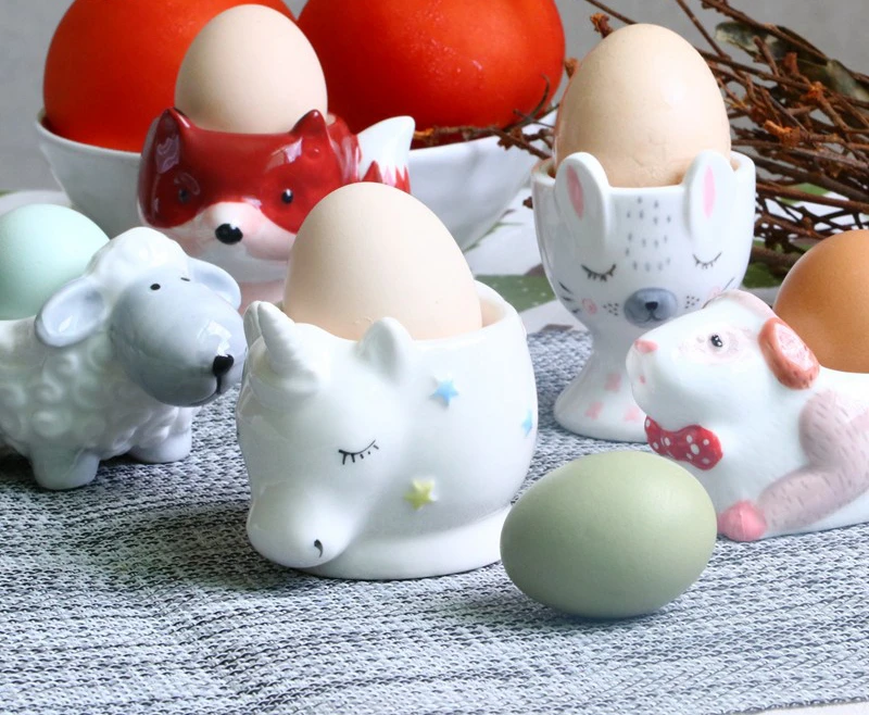 Ceramic Egg Tray Tableware Creative Animal Shape Egg Cup Holder Egg Tool Breakfast Steam Rack Mold Kitchen Accessories ZH676