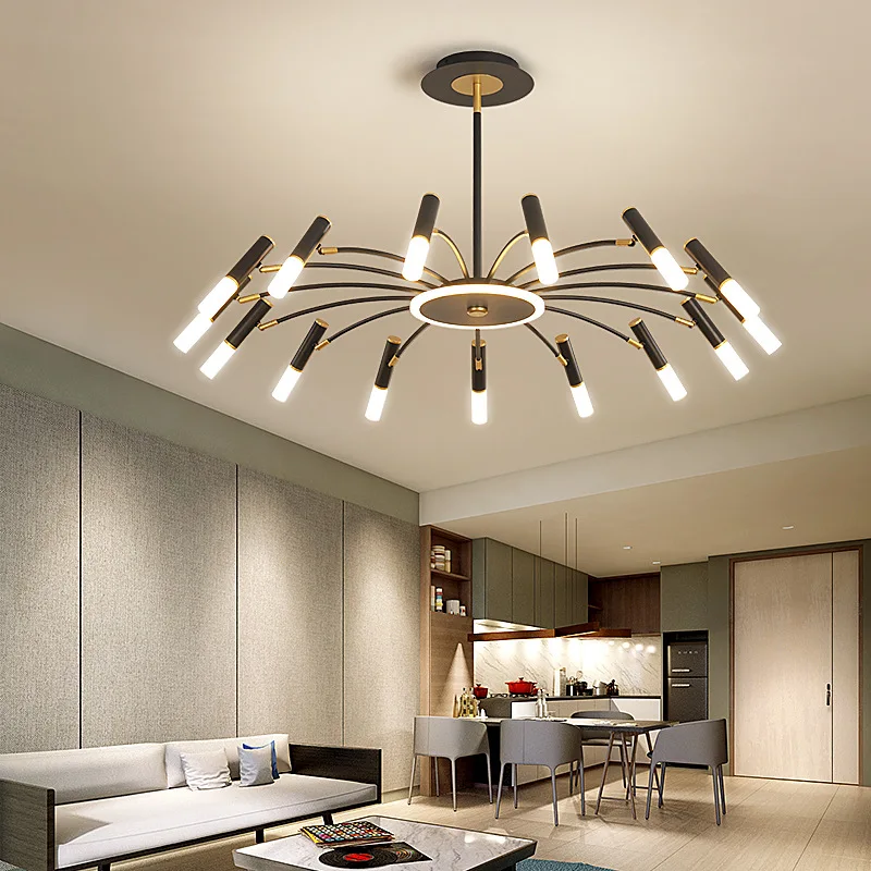 

Modern Led cehandelier lighting for living room bedroom kitchen chandelier Black and Gold Paint body indoor