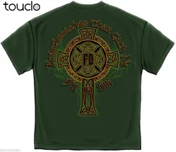 Irish firefighterゴールドクロスアイルランドceltic firemen shamrockファッションブランドフィットネスアイリッシュ柄は背中にプリントされています