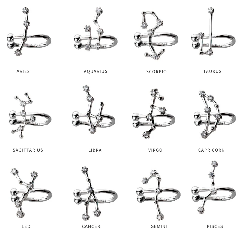 Modian Twelve constellations Simple Charm Clip Earrings 100% 925 Sterling Silver Leo Virgo Pisces Jewelry For Women Jewelry