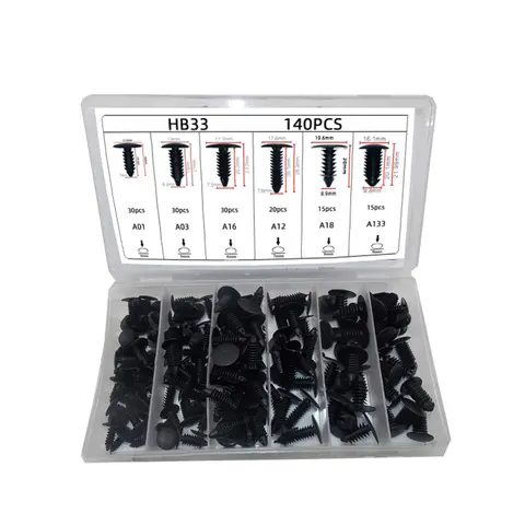 140pcs 4mm 5mm 6mm 7mm 8mm 9mm Boxed Plastic Clip Bumper Clip Door Lining Board Ceiling Rivet Foreign Trade Clip