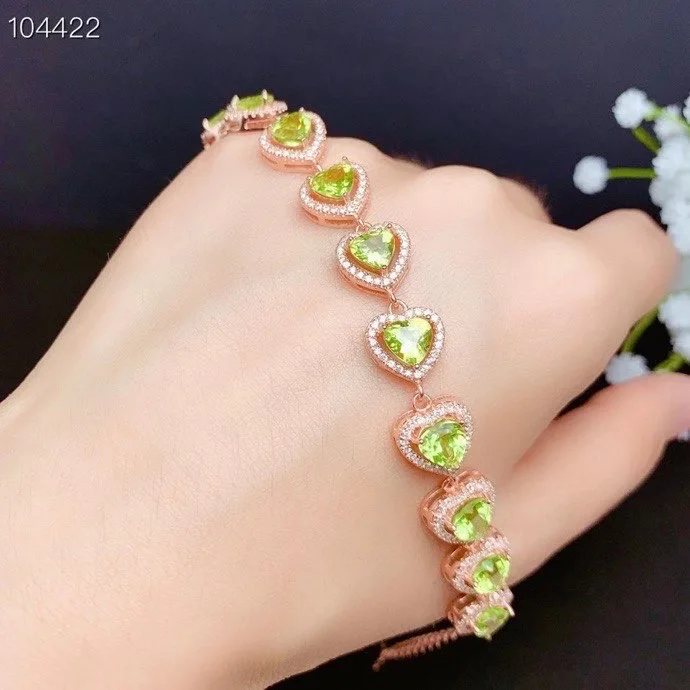 

New olivine women's bracelet. The latest design. Personality. Exquisite. 925 Sterling Silver Rose Gold