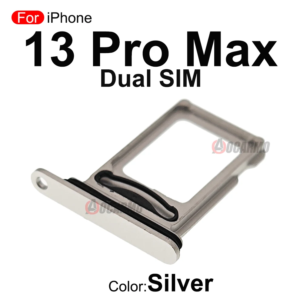 Bandeja de tarjeta SIM simple y Dual para iPhone 13 Pro Max, ranura con anillo de goma impermeable, piezas de repuesto