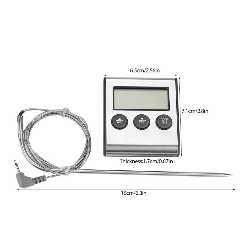 Magnet Digital Küche Sonde Typ Kochen Lebensmittel Fleisch Thermometer mit Timer Count Unten