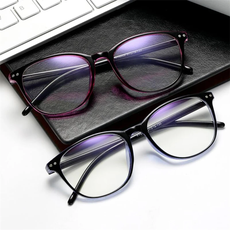 Rivets Finished Myopia Glasses Women Blue Film Coating Oval Nearsighted Eyeglasses -1.0 -1.5 -2.0 -2.5 -3.0 -3.5 -4.0 -4.5 -6.0