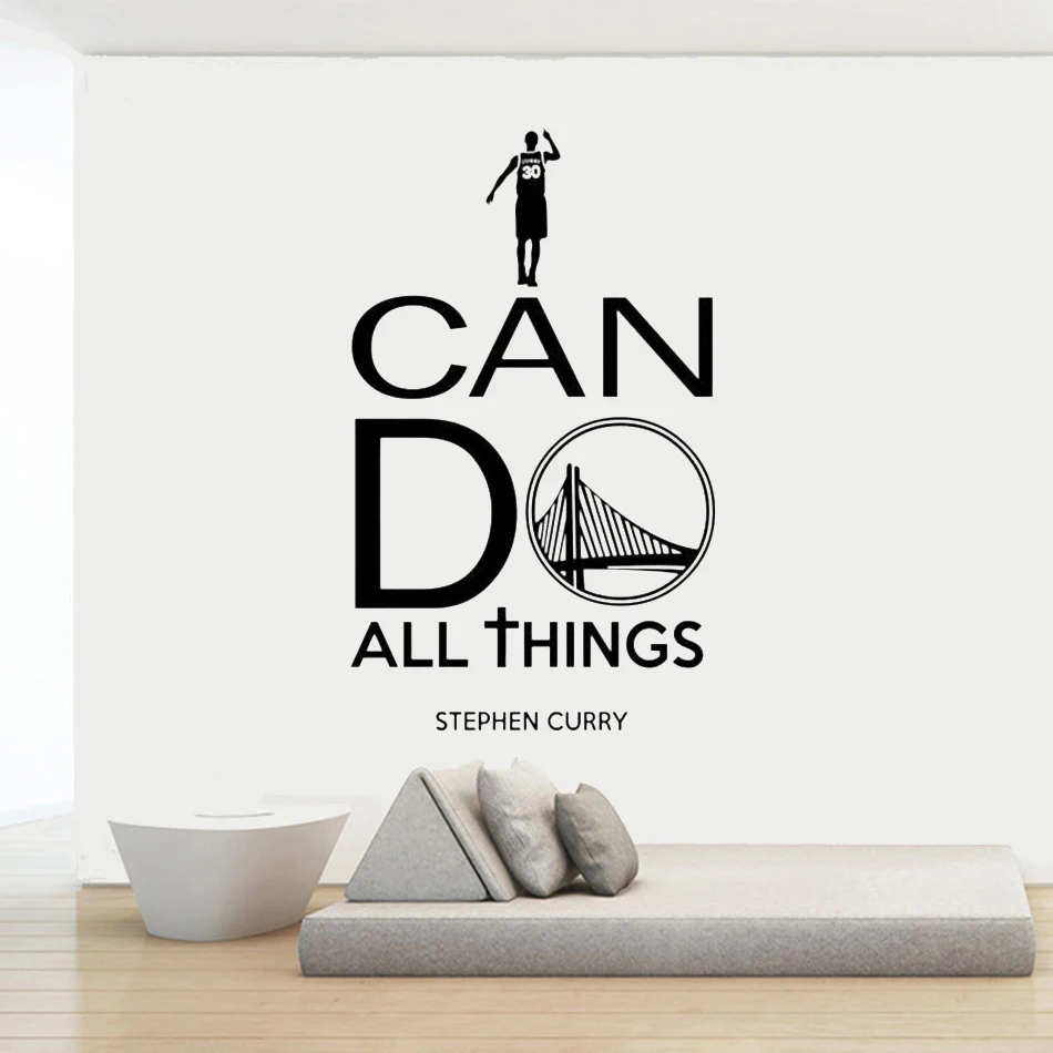 I Can Do All Things Wall Decal Sign Stephen Curry Quote Vinyl Sticker Basketball Poster Gym Sport Motivational Wall Decor image 4