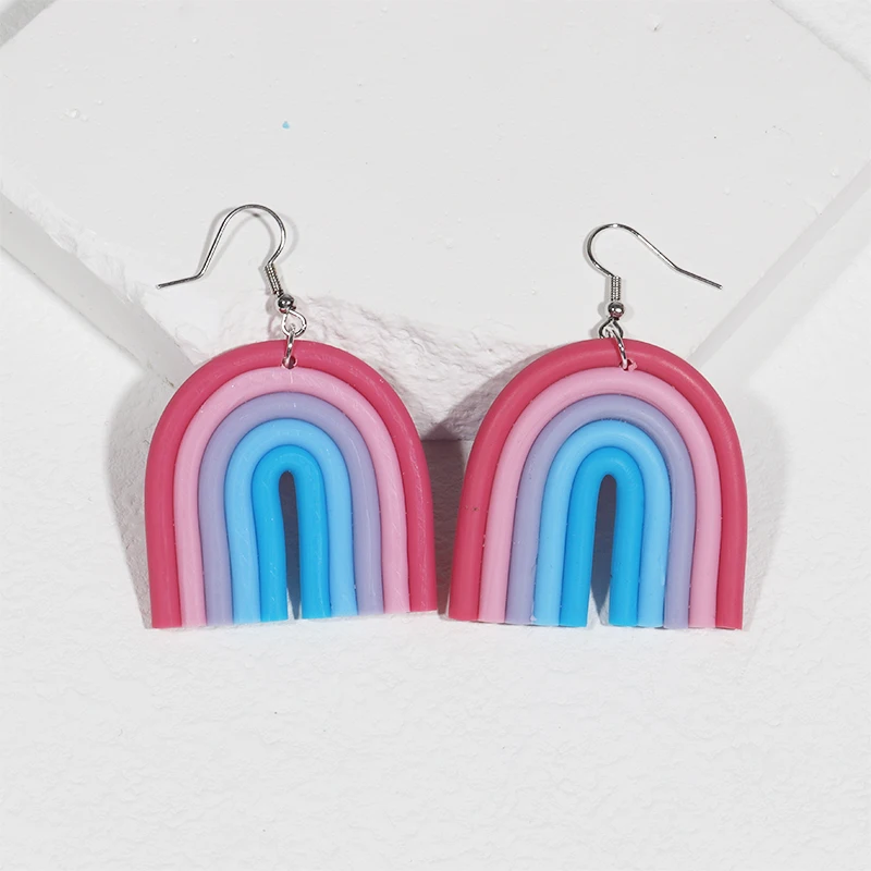 Pendientes de arcoíris para mujer, Color Multicolor a juego, pendientes de ante coreanos, regalo de San Valentín, pendientes de novia