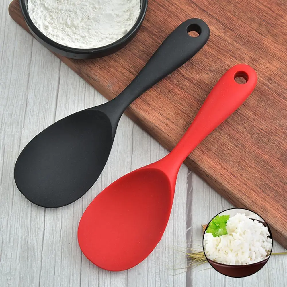 Heat-Resistant Silicone Rice Spoon Food Grade Mixing Ladle Non-Stick Pan Cooking Tools Kitchen Soup Spoons Kitchen Accessories