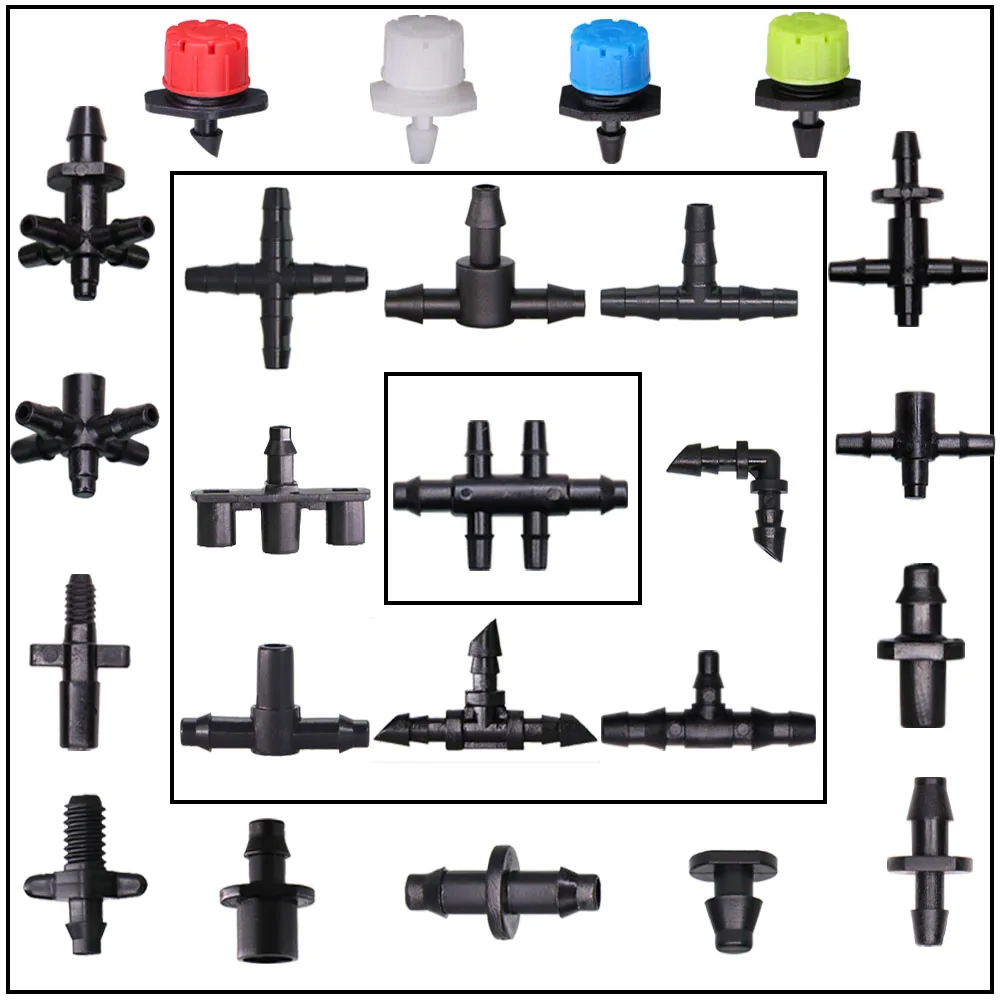 

Garden Water Connector Irrigation Sprinkler for 1/4'' 1/8'' Hose Connection Barbed Tee Cross Plastic Adapter Plant Watering Tool