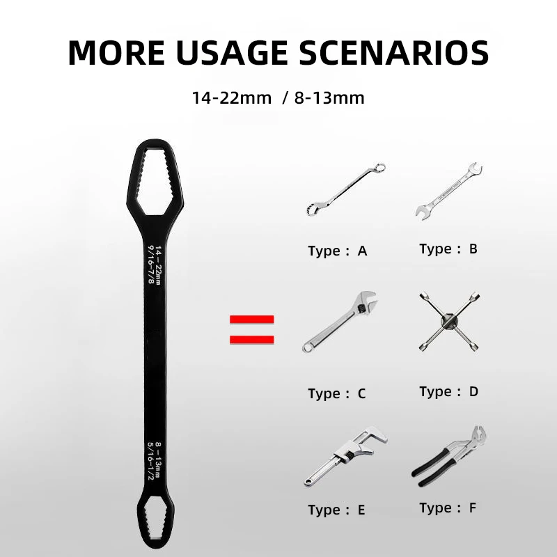 Llave de caja portátil adecuada para llaves de tamaño de 8-22 mm, herramientas de mantenimiento exterior, varios tamaños integrados en uno