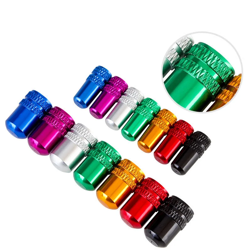 2Pcs Aluminum Bicycle Tire Valve Cap Schrader/Presta Valve Cap Bike Tire Caps With Vacuum Tire Law Mouth Nut Cycling Accessories