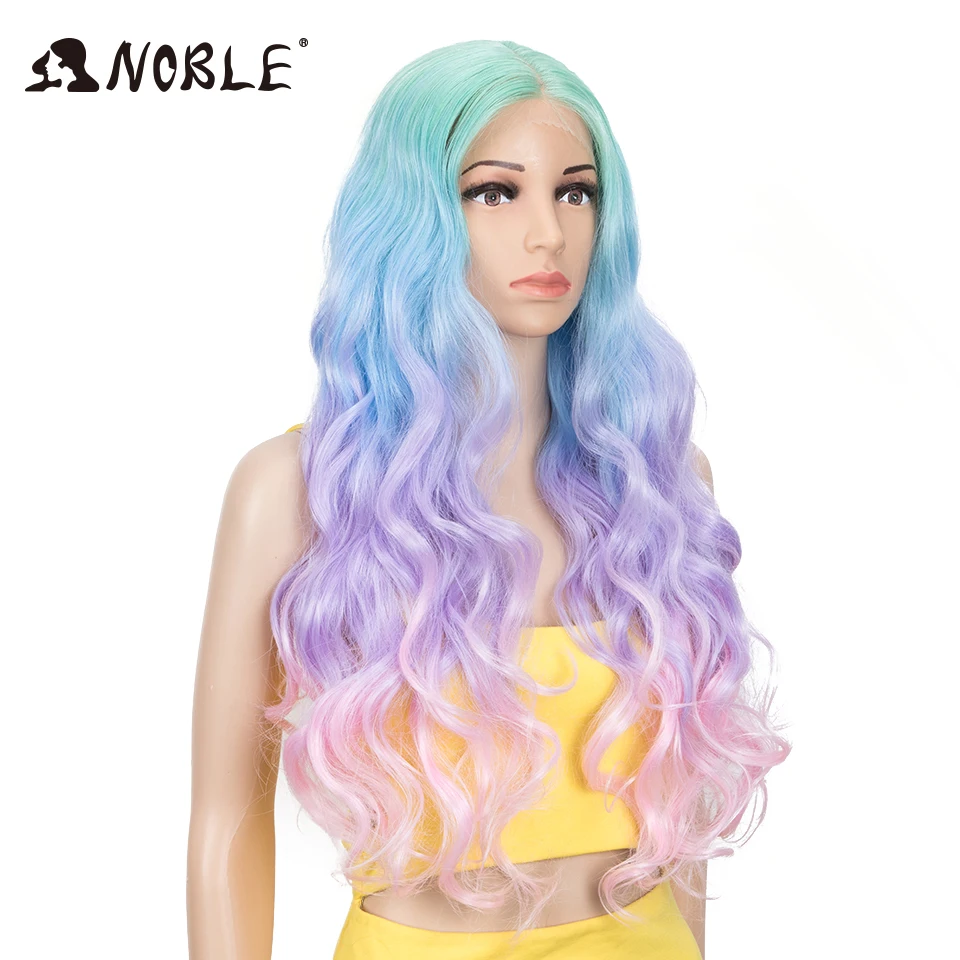 Noble Cosplay Wavy Synthetic Lace Wig Lace Part  Wig  Fiber Long Wigs For Wome colored wigs Cosplay 30 inch Lace Wig