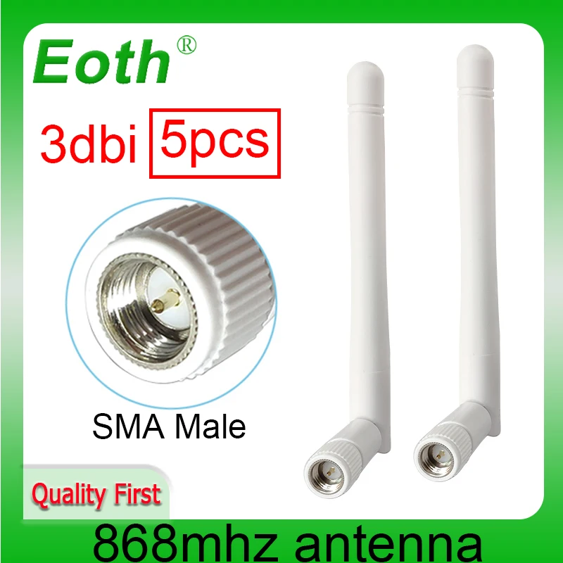 EOTH 5pcs 868mhz 안테나 3dbi sma 남성 915mhz lora 안테나 pbx iot 모듈 lorawan 신호 수신기 antena 높은 이득