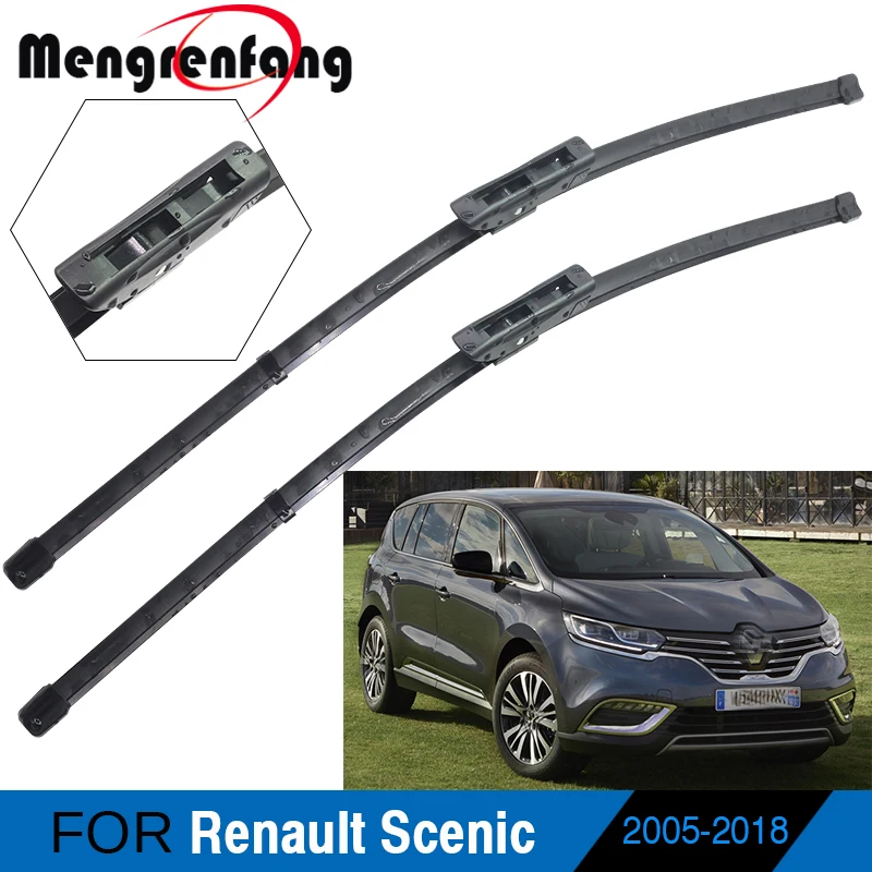 2 Pieces Car Front Windscreen Wiper Blades Soft Rubber Wiper Bayonet Push Button Arms For Renault Scenic 2005-2018