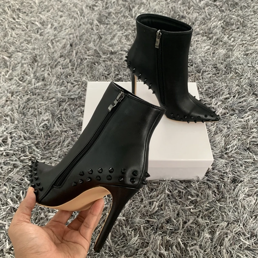 2020 Winter Fashion Women Boots Pointed Toe rivet Ankle Boots 10cm/8cmCM Heel High Heels Shoes Woman Autumn Female Socks Boots