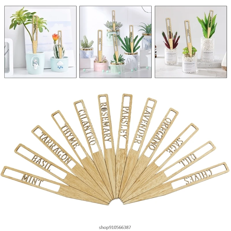 

12pcs Plant Labels Hollow Lettering Garden Markers Tags Wooden Sign Sticks for Herbs Potted Plants Flowers Vegetable Wholesales