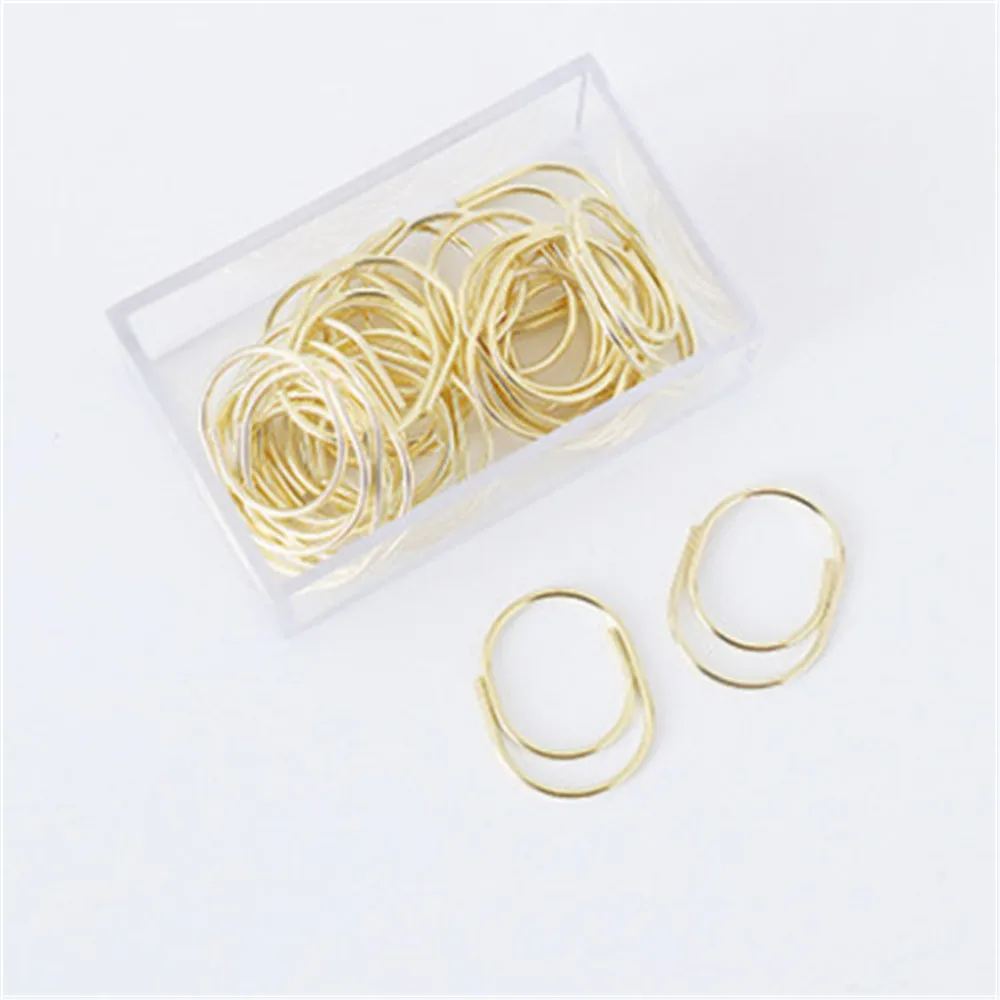 30/50pcs Paper Clips Decorative Colorful Decor For Office Stationery Paper Clip Round Shape School Supplies Rose Gold Silver