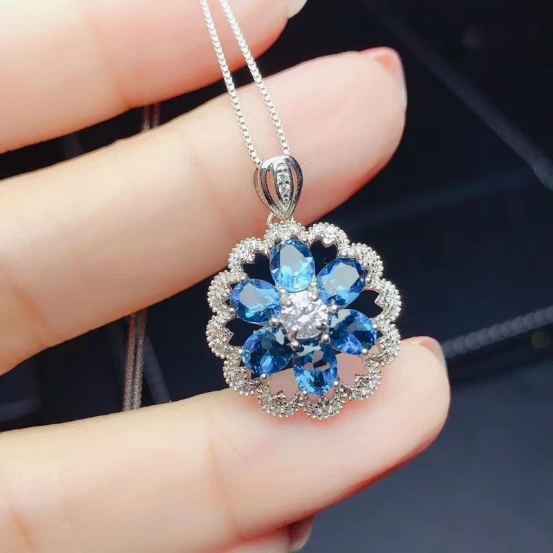 CoLife Jewelry Topaz Necklace Pendant for Party 6 Pieces 4*5mm Natural Topaz Pendant 925 Silver Topaz Jewelry for Daily Wear